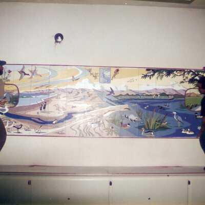 Dunes Discovery Center mural installation 11/96