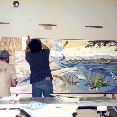 Dunes Discovery Center mural installation 11/96