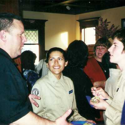 Jim Anderson, Jessica Comareno, Heidi Baugh by R - Karen Wood Retirement Party March 2001