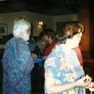 Tom Neuman, Karen Wood, Leslie Mosson, by R - Karen Wood Retirement Party March 2001