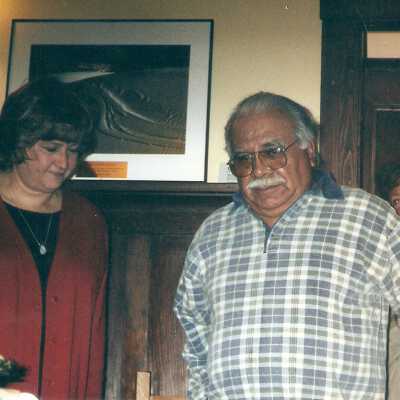 Joe Talougon, Nancy Cooley by R - Karen Wood Retirement Party March 2001; Karen Wood