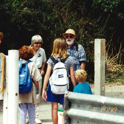 Theresa Hoffman, and Children at Oso Flaco Lake Entrance - Undated 4" x 6" color photograph of Tom Neuman