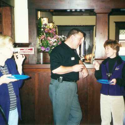 Jim Anderson, Stephanie Wald by R - Karen Wood Retirement Party March 2001; Nita Gibson