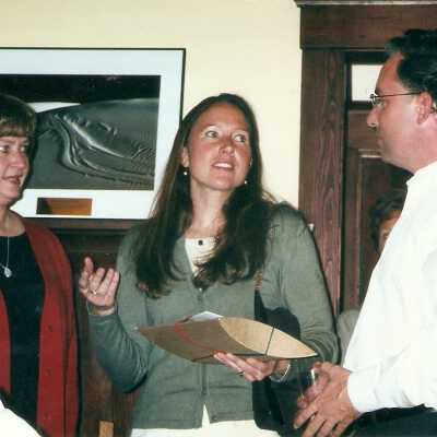 Debi Guillot, Chris Barr by R - Karen Wood Retirement Party March 2001; Karen Wood
