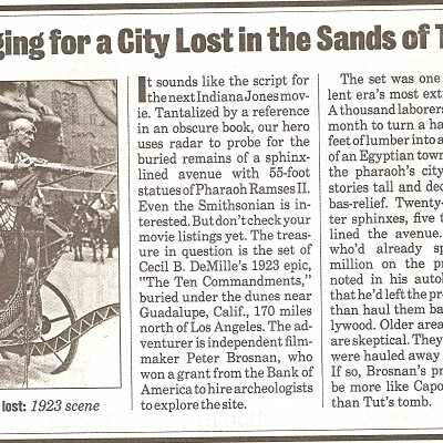 "Primeval Hollywood." Discussing the set of The Ten Commandments and its burial after filming.