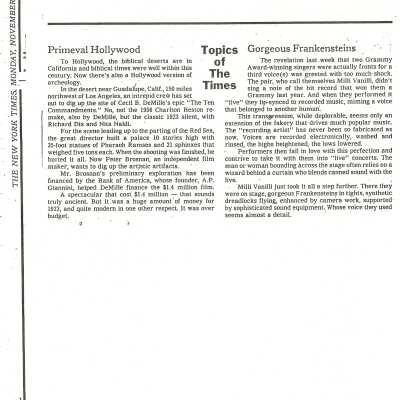 "An Expedition for Ancient Hollywood." information on the preparation for excavation of the Ten Commandments set with interview with Peter Brosnan. Written by Stephanie Finucane