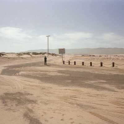 Guadalupe Dunes Preserve aka Rancho Guadalupe Beach County Park, "Guadalupe Beach Parking Lot and Road Looking East"