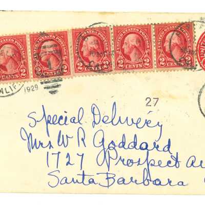 January 10, 1929, New York City, Cedric Wright to Mrs. Goddard, letter reflecting on Kathleen Goddard leaving home, envelope included