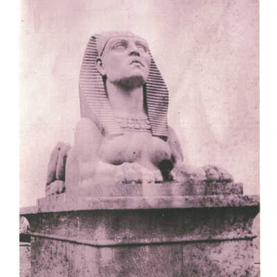 Photo of a shpinx taken from the set of The Ten Commandments.