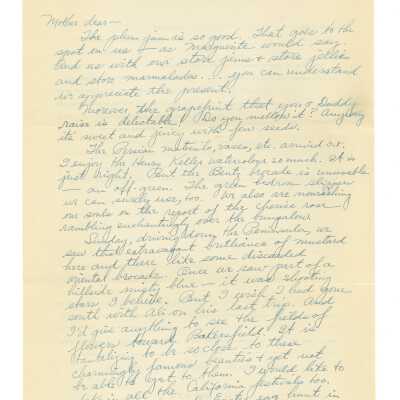 March 21, 1932, San Francisco, Letter written on back of saftey appliance company agreement from Kathleen Ali to Mrs. W.R. Goddard, jam, flowers in Bakersfield, pianist, and preparing for easter, envelope included
