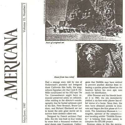 Americana Journal article May/June 1987. Ten Comma