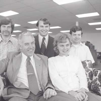 Front left to right: Arden Deering, Armyn Deering. Back row left to right: Ron and Tom Deering, and Gary (last name unknown): Frame 42
