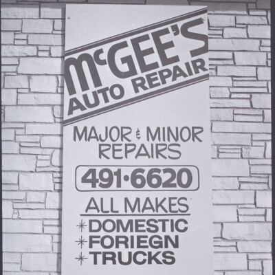 McGee's Auto Repair Sign, Unknown Date
