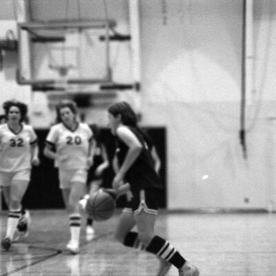 Women's basketball game, North Thurston High School gym, 1976: Frame 7a