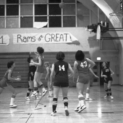 Women's basketball game, North Thurston High School gym, 1976: Frame 4c