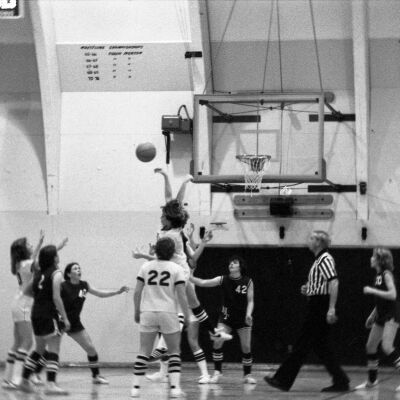 Women's basketball game, North Thurston High School gym, 1976: Frame 6a