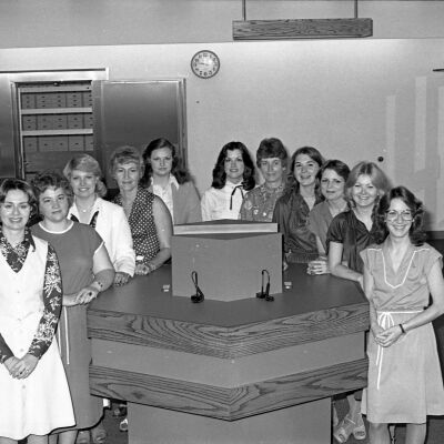 Unidentified women, Lacey Bank lobby, Date unknown: Frame 42a