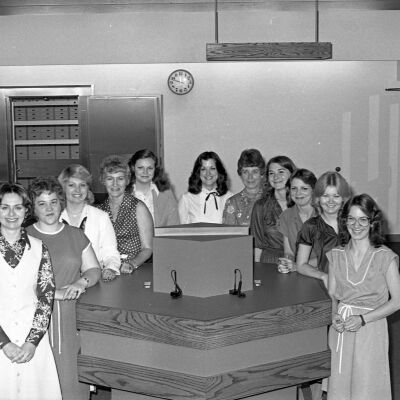 Unidentified women, Lacey Bank lobby, Date unknown: Frame 43a