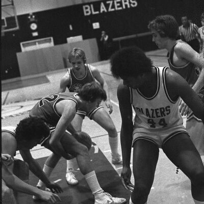 Timberline High School v. Olympia High School basketball game, Timberline High School gym, 1980: Frame 40