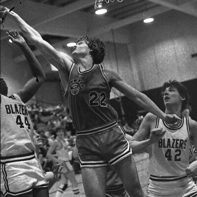 Timberline High School v. Olympia High School basketball game, Timberline High School gym, 1980: Frame 43