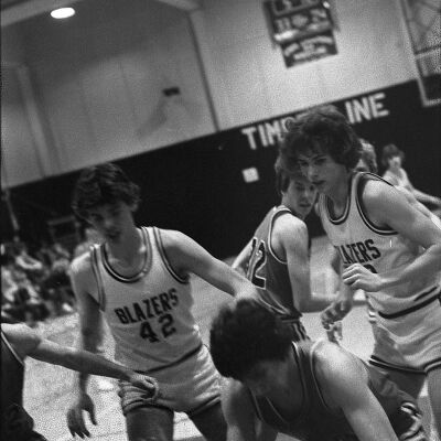 Timberline High School v. Olympia High School basketball game, Timberline High School gym, 1980: Frame 44