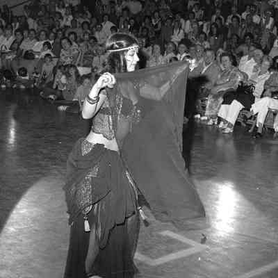 Unidentified belly dancer, MAD Festival, Marcus Pavilion, St. Martin's University, 1976: Frame 14b