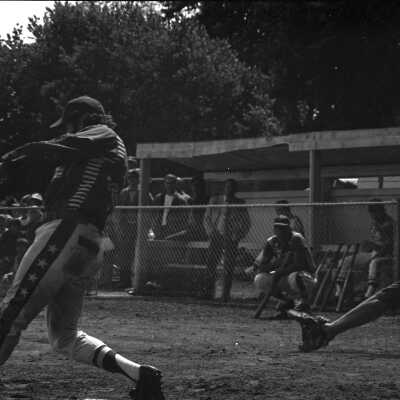 Ed Feigner's "King and his Court" v. Log Cabin Tavern baseball game, June 1973: Frame 20b