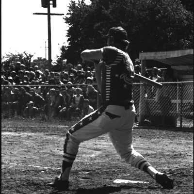 Ed Feigner's "King and his Court" v. Log Cabin Tavern baseball game, June 1973: Frame 22b