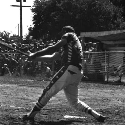 Ed Feigner's "King and his Court" v. Log Cabin Tavern baseball game, June 1973: Frame 23b