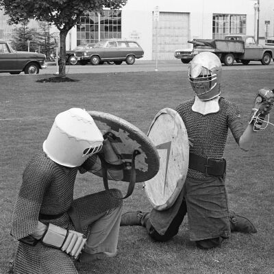 5th Century combatants, Heritage Park, Olympia WA, Date unknown: Frame 23