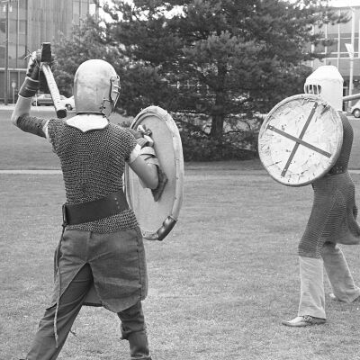 5th Century combatants, Heritage Park, Olympia WA, Date unknown: Frame 18