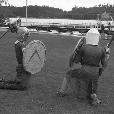 5th Century combatants, Heritage Park, Olympia WA, Date unknown: Frame 21