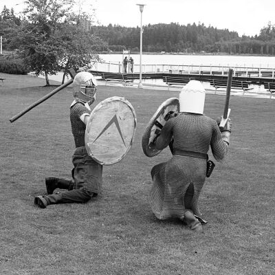 5th Century combatants, Heritage Park, Olympia WA, Date unknown: Frame 22