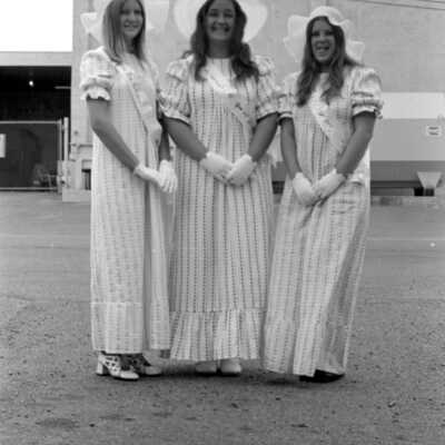 Tenino Labor Day Princesses, 1973. Pam Padgett, Tawanna Andrews and Pam Smith.: Frame 11