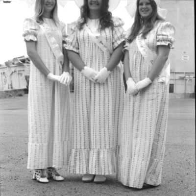 Tenino Labor Day Princesses, 1973. Pam Padgett, Tawanna Andrews and Pam Smith.: Frame 13