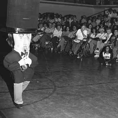 Unidentified mascot, MAD Festival, Marcus Pavilion, St. Martin's University, Date unknown: Frame 6a