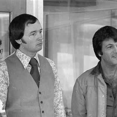 Unidentified people and Dick Pust, Radio Studio, Date unknown: Frame 10b