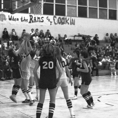 Women's basketball game, North Thurston High School gym, 1976: Frame 17e