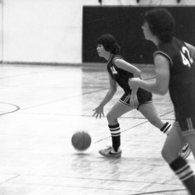 Women's basketball game, North Thurston High School gym, 1976: Frame 19a