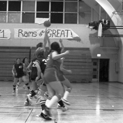 Women's basketball game, North Thurston High School gym, 1976: Frame 10c