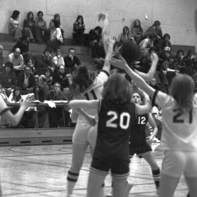 Women's basketball game, North Thurston High School gym, 1976: Frame 12a