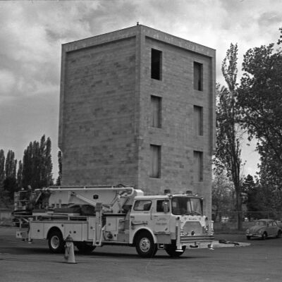 Building and fire engine, Date unknown: Frame 35