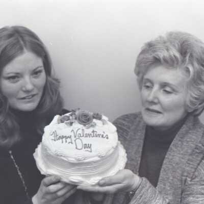 Humane Society Bake Sale, 1976. L: Barb Adams, R: Marj Munzinger: Frame 33