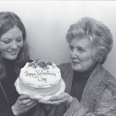 Humane Society Bake Sale, 1976. L: Barb Adams, R: Marj Munzinger: Frame 34