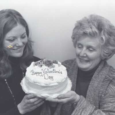 Humane Society Bake Sale, 1976. L: Barb Adams, R: Marj Munzinger: Frame 35