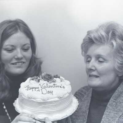 Humane Society Bake Sale, 1976. L: Barb Adams, R: Marj Munzinger: Frame 17