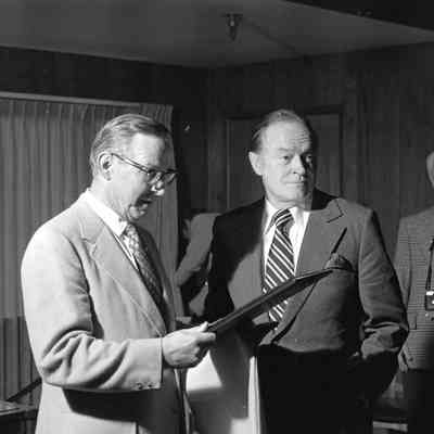 Bob Hope and Unidentified men, Tyee Hotel, Tumwater, Washington, Date unknown: Frame 37