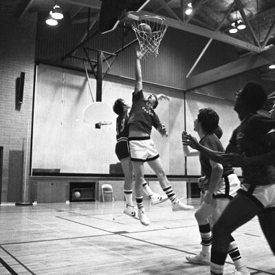 Tru-Truss v. Coast-to Coast men's basketball game, 1977: Frame 1b