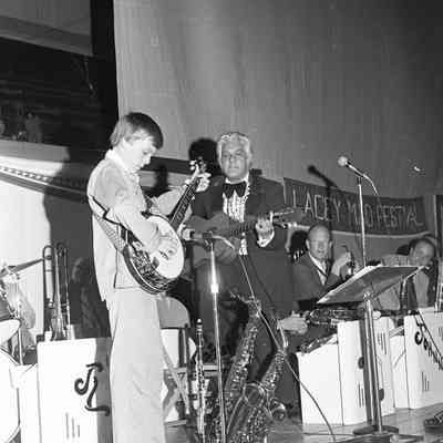 Johnny Lewis and Unidentified musicians, MAD Festival, Marcus Pavilion, St. Martin's University, 1976: Frame 43e