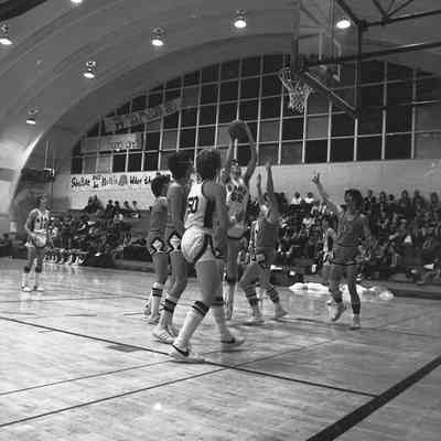North Thurston High School v. Shelton High School basketball game, North Thurston High School, January 5, 1977: Frame 4a